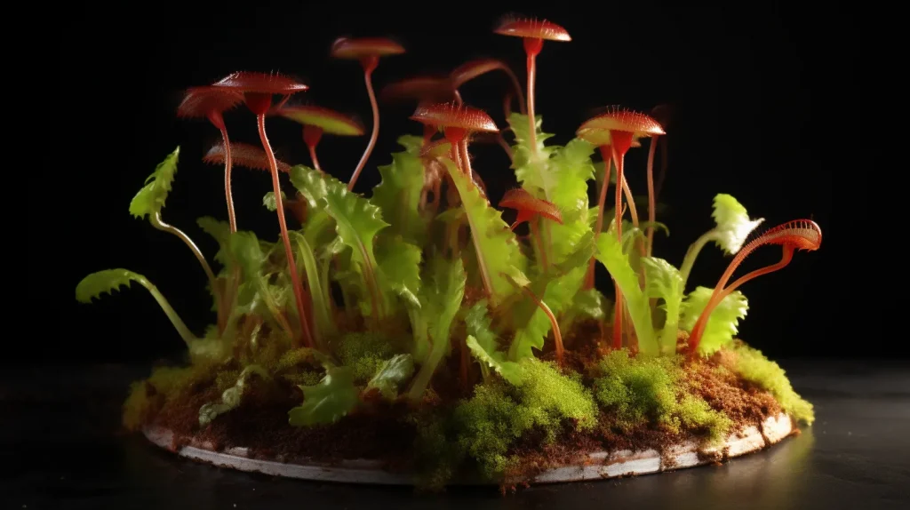 Piante carnivore della specie Dionaea, conosciute anche come “trappole per mosca” per la loro capacità di