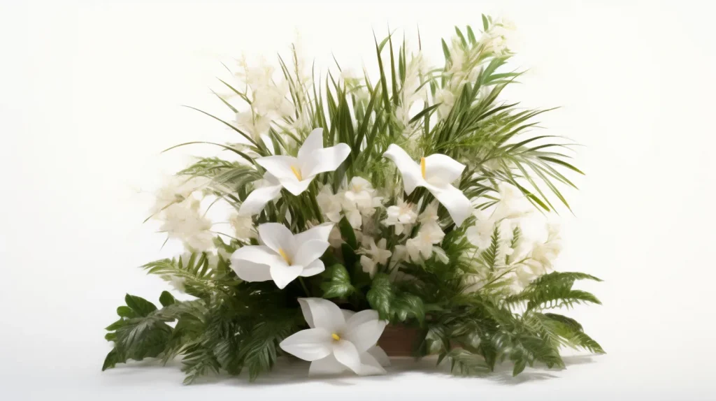 Composizione di fiori per celebrare la comunione e la cresima